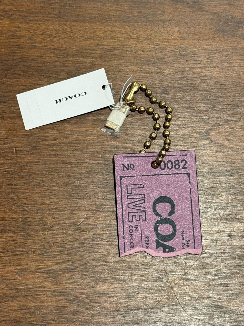 Coach Bag Charm - Ticket Lilac & Brass NWT